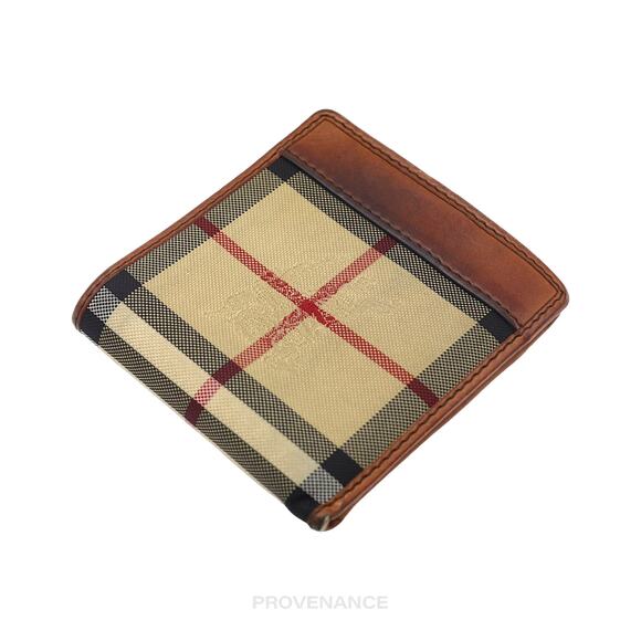 🔴 Burberry Nova Check Canvas Bifold Wallet - Brown Leather - Picture 6 of 8